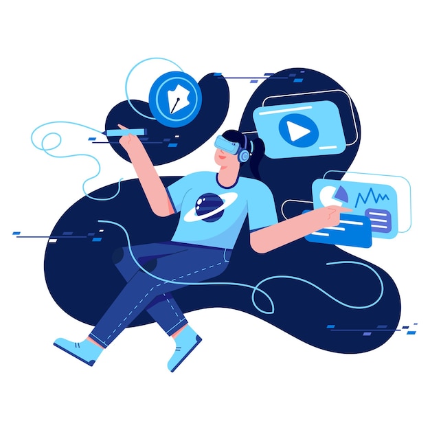 Laern mit VR-Flachillustration