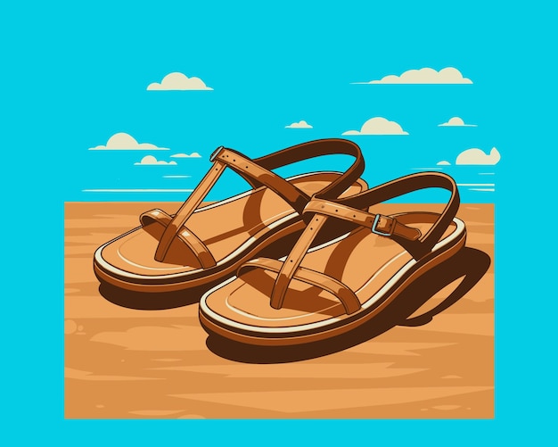 Vektor lässige flipflops mit einfachem, schlichtem hintergrund, gut für design-inspirations-websites