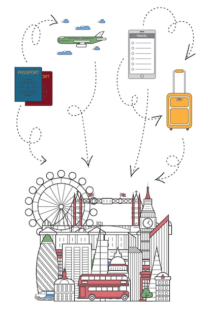 Lässt reiseillustration in der linearen art