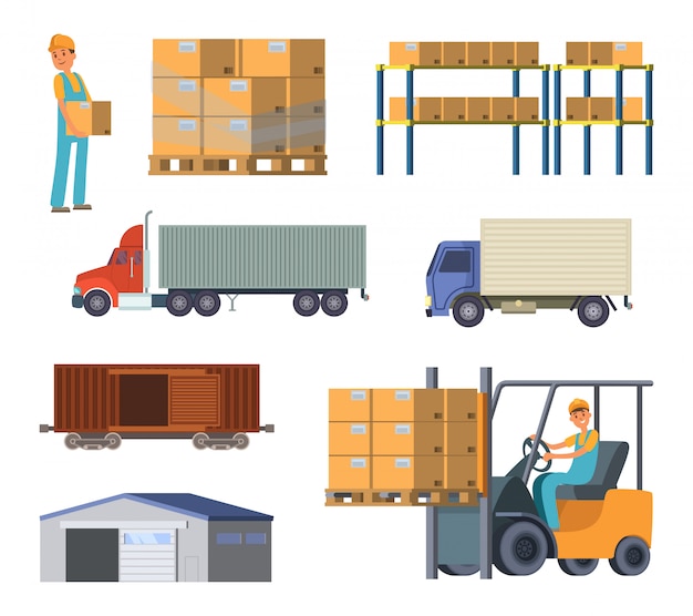 Lager- und Logistikprozesse. Arbeiter mit Paketen.