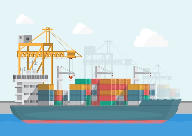 Lager- und Versandhafen logistisch auf einer flachen Art