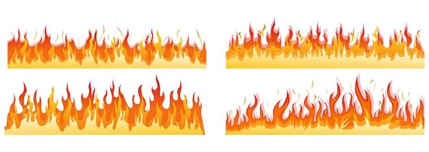 Lagerfeuer brennen im Cartoon-Stil Cartoon-Feuer flammende rote und orangefarbene Feuer Flamme im flachen Stil