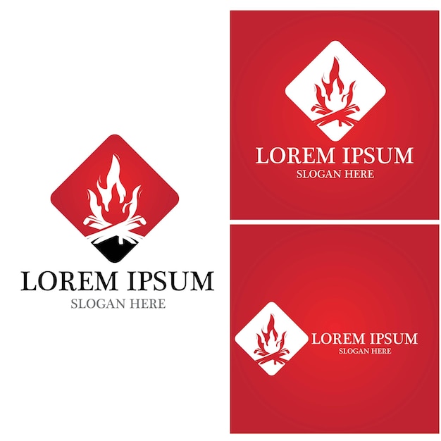 Lagerfeuer-logo-vektor-vorlage-illustration