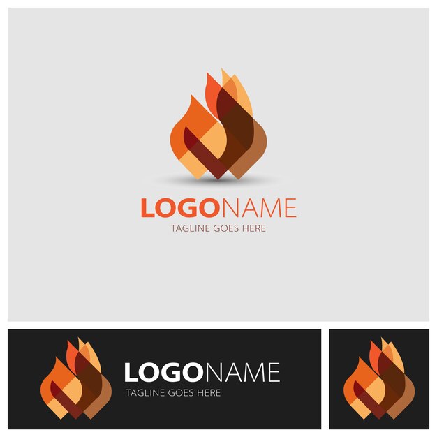 Vektor lagerfeuer-logo-vorlage mit einfachem minimalistischen holz- und feuerkonzept für geschäftliche campingplätze im freien