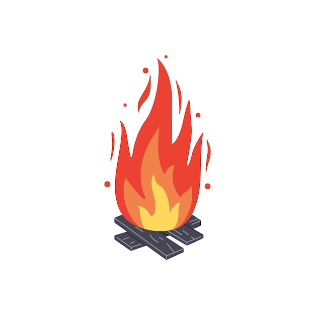 Lagerfeuer-symbol brennender lagerfeuer-vektor brennholzflammen brennen kamin-cartoon-illustration