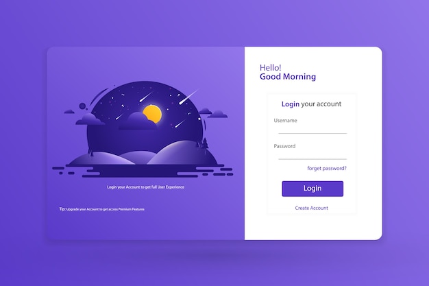 Vektor landing page anmeldeformular template design