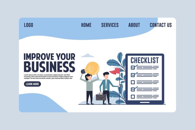 Landing Page Design Illustration für die Verbesserung Ihres Geschäfts