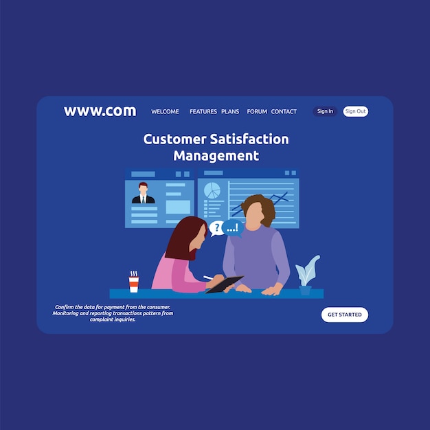 Vektor landing page design kundenzufriedenheitsmanagement