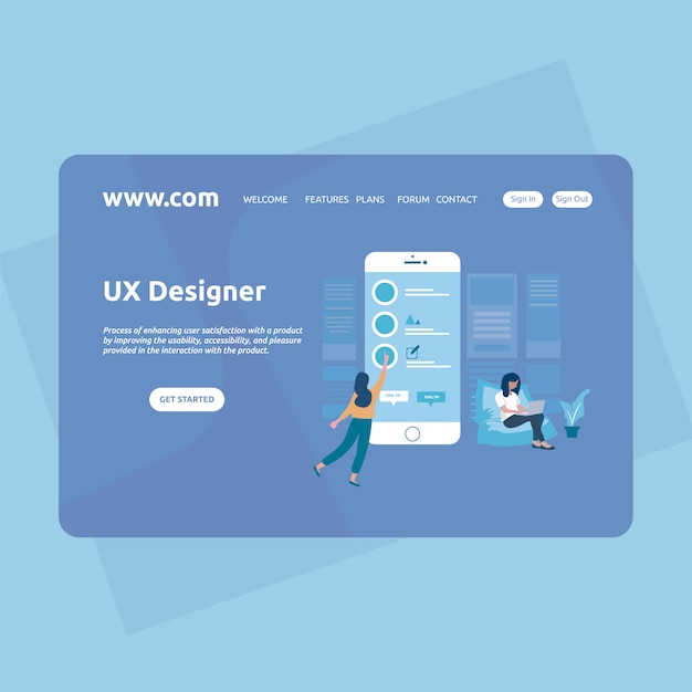 Vektor landing page design startup