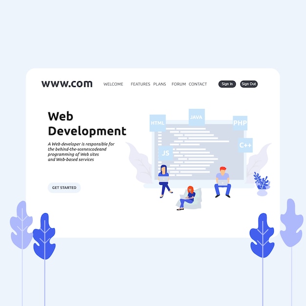 Vektor landing page design web entwicklung