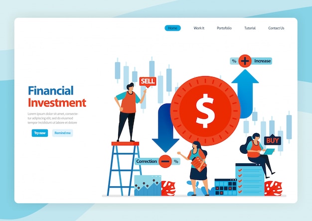 Landing page für finanzinvestitionen und devisenhandel.