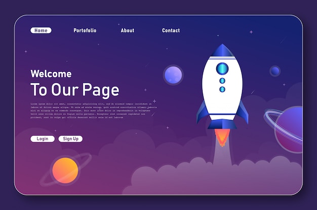 Landing Page mit dem Thema Raum