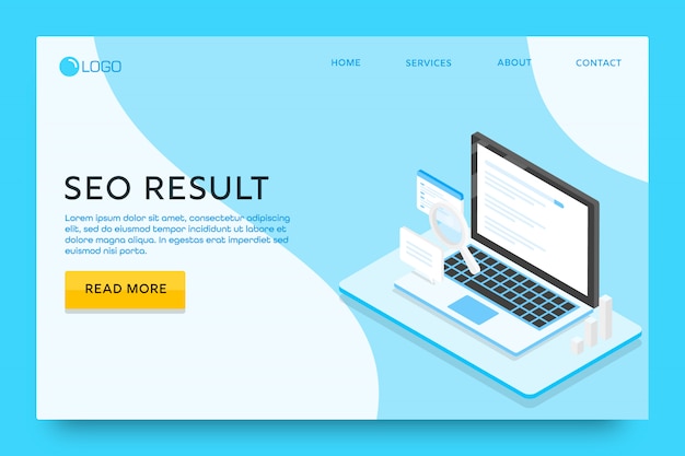 Landing page oder web template design. seo ergebnis