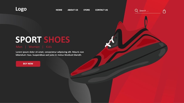 Vektor landing page sportschuhe