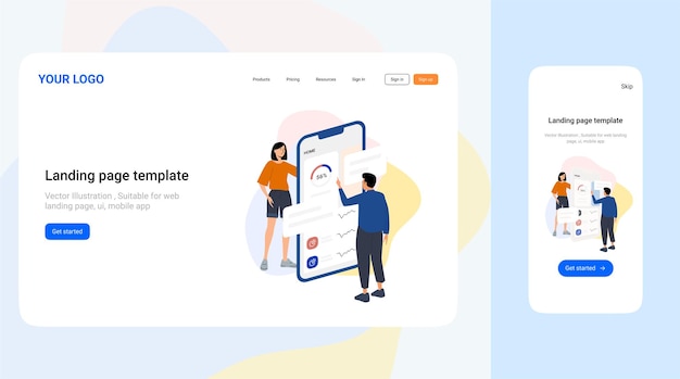 Landing page template.flat style illustration isoliert auf weißem hintergrund