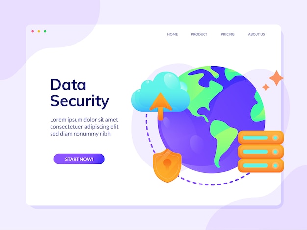 Landing page template für die datensicherheitswebsite