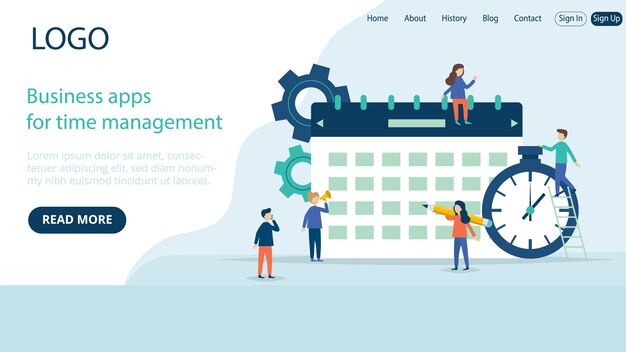 Landing Page Template Layout der Business Time Management-Anwendung