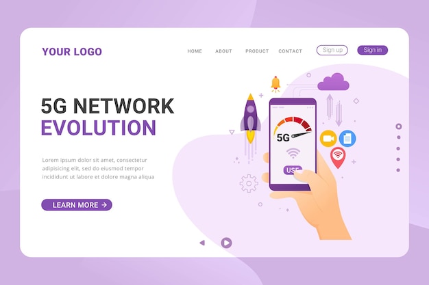 Landing page template netzwerk hochgeschwindigkeits-5-g-verbindung