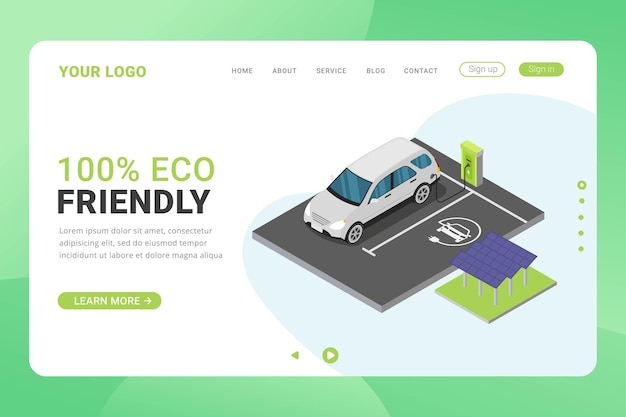 Landing page template öko-energie-design-konzept-vektor-illustration