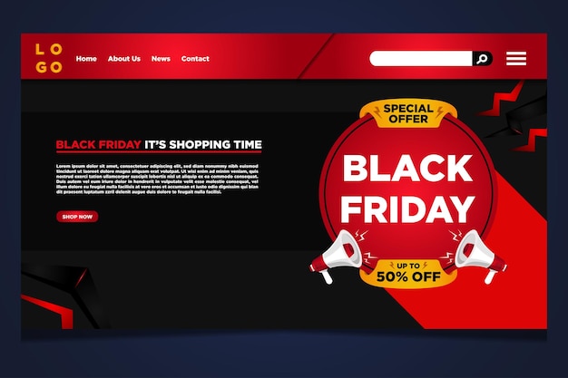 Landing Page Vorlage Black Friday Sale Hintergrund