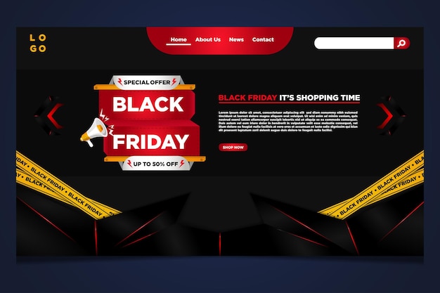 Landing Page Vorlage Black Friday Sale Hintergrund