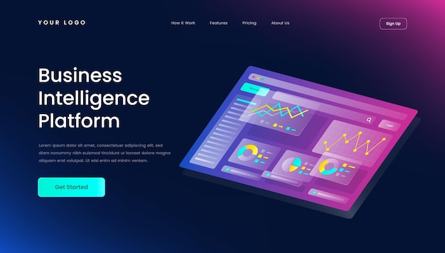 Landing Page-Vorlage für Business Intelligence-Plattformen