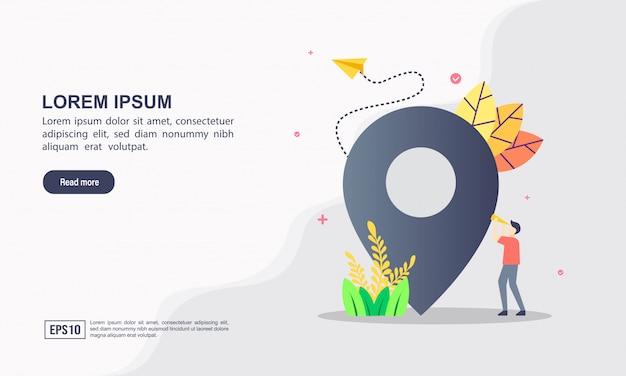 Landing Page Web Template-Konzept der Kartenposition