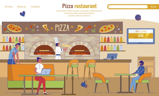 Vektor landing page werbung pizza restaurant