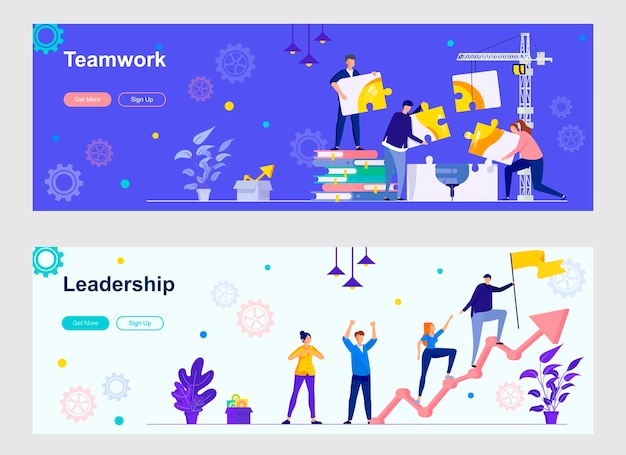 Landing pages für teamwork und führung