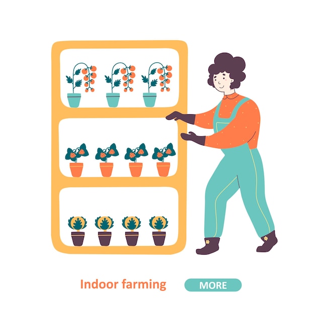 Vektor landingpage der indoor-landwirtschaft und des gartenbaus