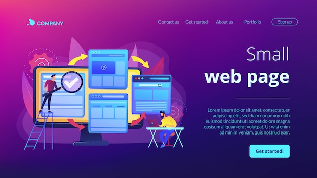 Vektor landingpage des microsite-entwicklungskonzepts