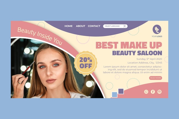Vektor landingpage des schönheitssalons