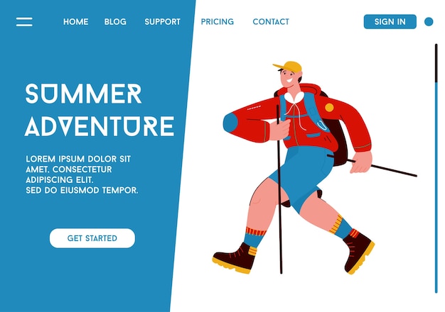 Landingpage des summer adventure-konzepts