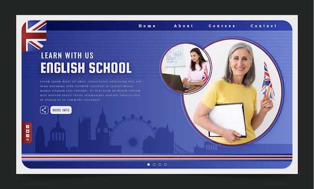 Vektor landingpage-design der englischen schule