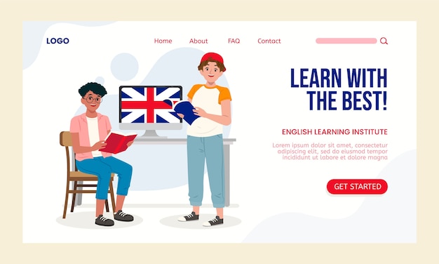 Vektor landingpage-design der englischen schule