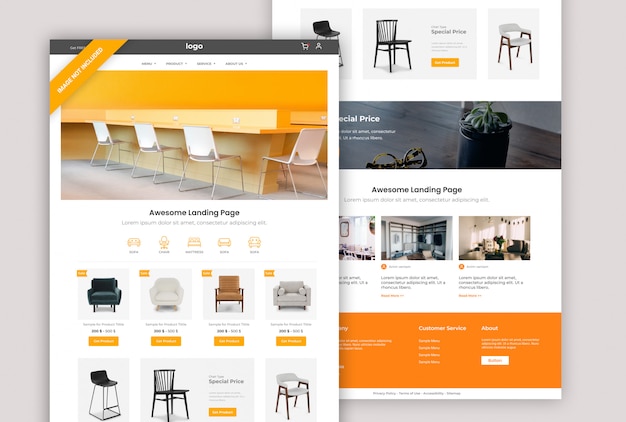 Vektor landingpage für möbel-webdesign