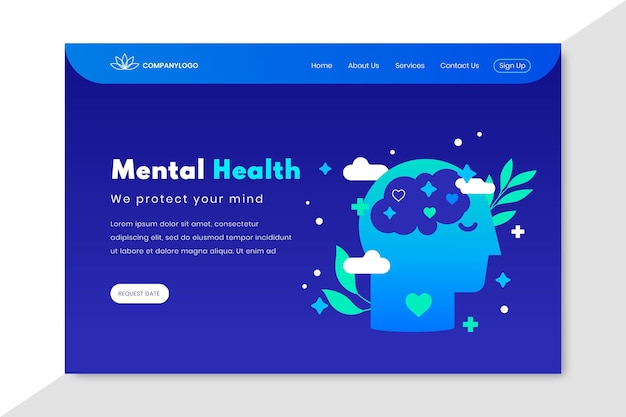 Landingpage für psychische gesundheit mit gradienten