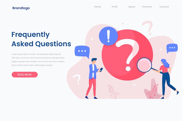Landingpage-Illustration des häufig gestellten Fragenkonzepts