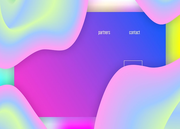 Landingpage. Lebendiges Verlaufsgitter. Runde Schnittstelle, App-Vorlage. Holographische 3D-Kulisse mit moderner trendiger Mischung. Landingpage mit flüssigen dynamischen Elementen und flüssigen Formen.