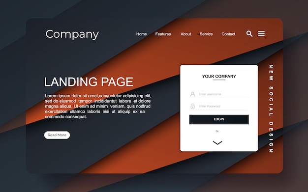 Vektor landingpage mit abstraktem design