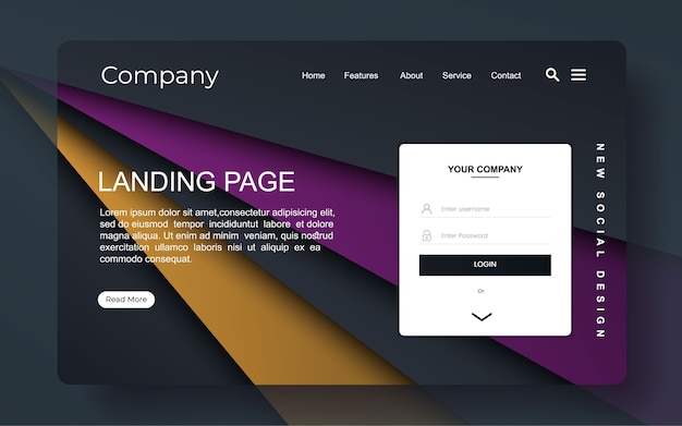 Landingpage mit abstraktem design