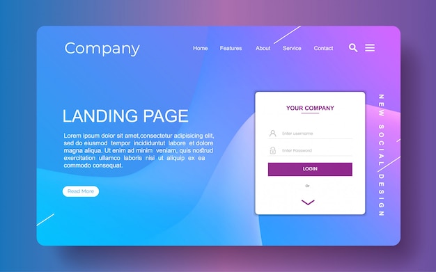 Landingpage mit abstraktem hintergrund