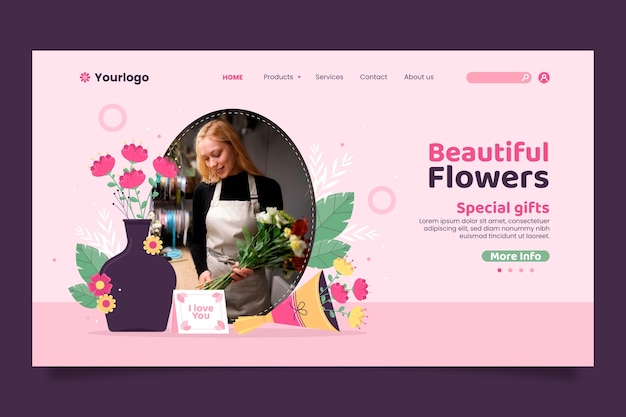 Vektor landingpage-vorlage des floristenkonzepts