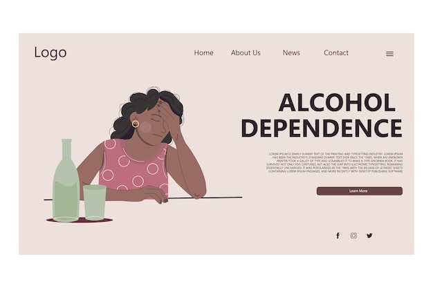 Landingpage-Vorlage für Alkoholabhängigkeit Afroamerikanische Frau