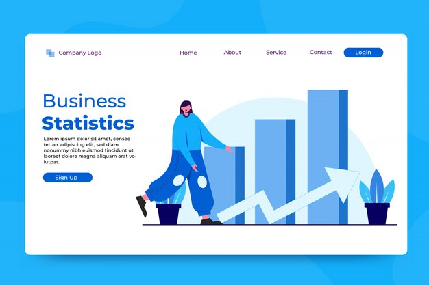 Landingpage-vorlage für das geschäftsstatistikkonzept