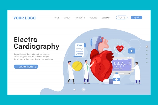 Landingpage-vorlage für die behandlung des herzens
