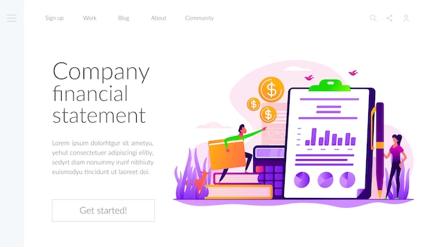 Landingpage-vorlage für gewinn- und verlustrechnung