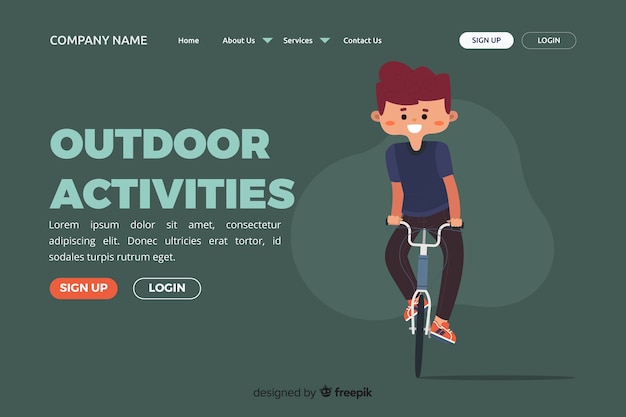 Landingpage-vorlage für outdoor-aktivitäten