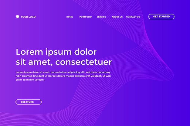 Landingpage-Vorlage mit abstraktem blau-violettem Farbverlauf