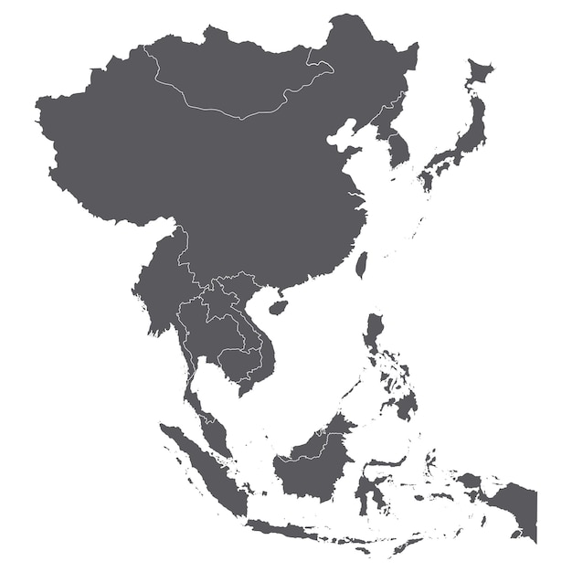 Landkarte asiens karte asiens in grauer farbe